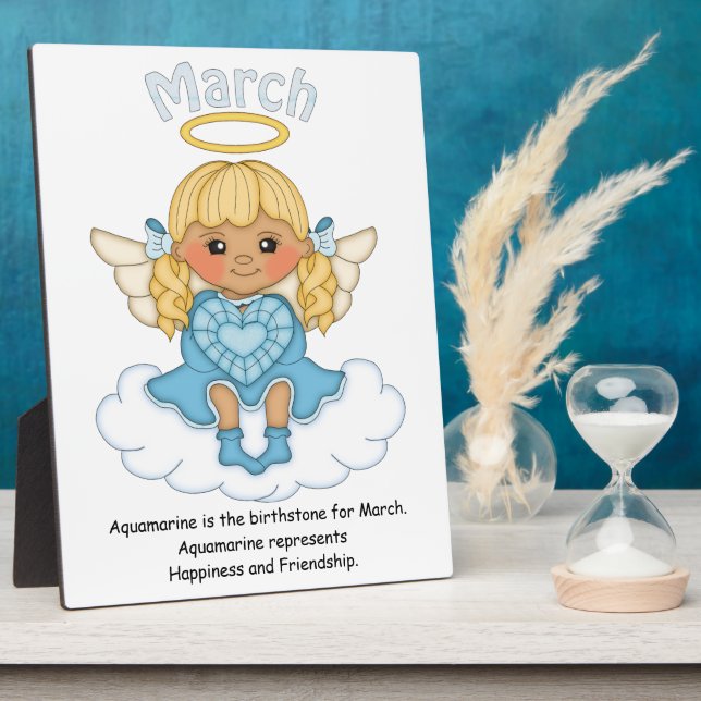 Placa Expositora March Birthstone Angel Blonde Plaque (Lado)