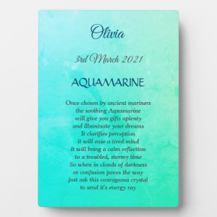 Placa Expositora Marcha de la llanura de Birthstone Aquamarine con