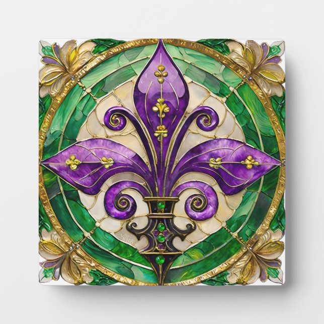 Placa Expositora Mardi Gras Sained Glass Fleur de lis (Frente)