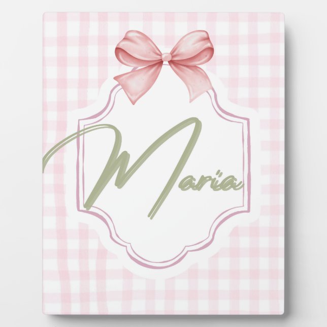 Placa Expositora Maria Baby Nursery personalizada Bow&Gingham (Frente)