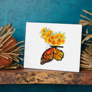 Placa Expositora Mariposa de flores con amapola amarilla de Califor