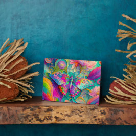 Placa Expositora Mariposa y flores psicodélicas coloridas