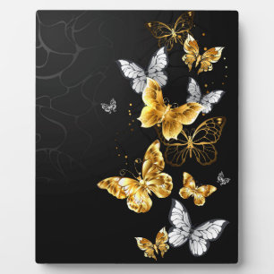 Placa Expositora Mariposas doradas y blancas