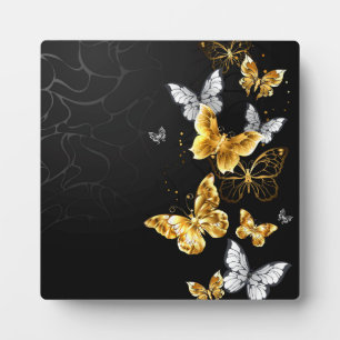 Placa Expositora Mariposas doradas y blancas