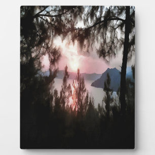 Placa Expositora Marmaris Sunset Enmarcado Por Palm Trees Paisajes