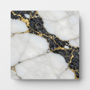Placa Expositora Mármol de lujo negro blanco dorado