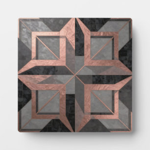 Placa Expositora Mármol geométrico negro de oro rosa