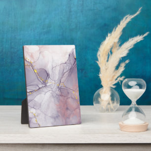 Placa Expositora Mármol violeta y dorado