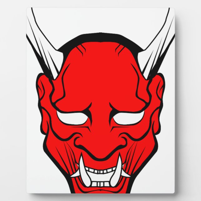 Placa Expositora Máscara Roja Japonesa Hannya (Frente)
