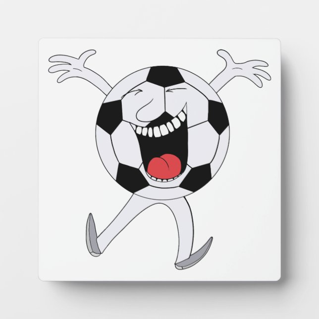 Placa Expositora Mascota de Balón de Fútbol Sonriente (Frente)
