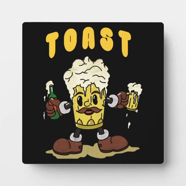 Placa Expositora Mascota de brindis con cerveza (Frente)