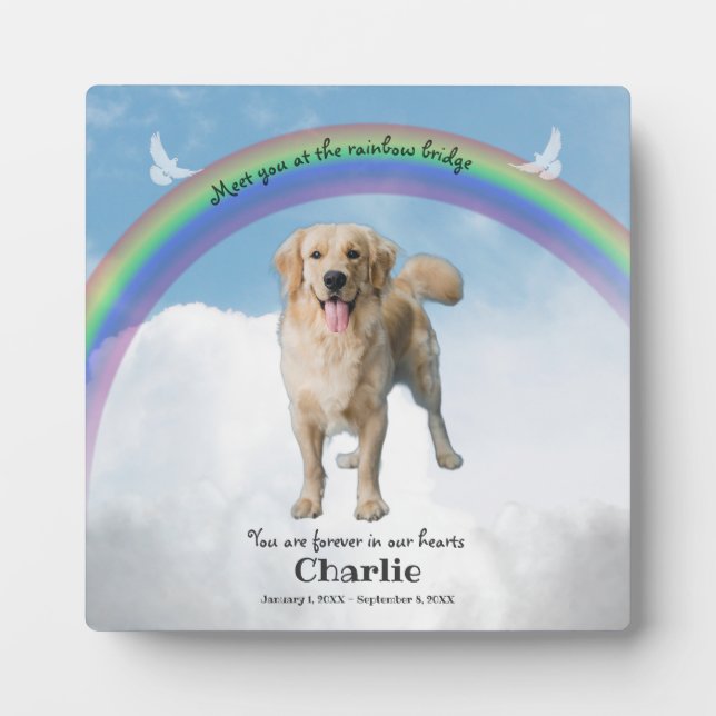 Placa Expositora Mascota memorial Keepsake Puente arcoiris (Frente)