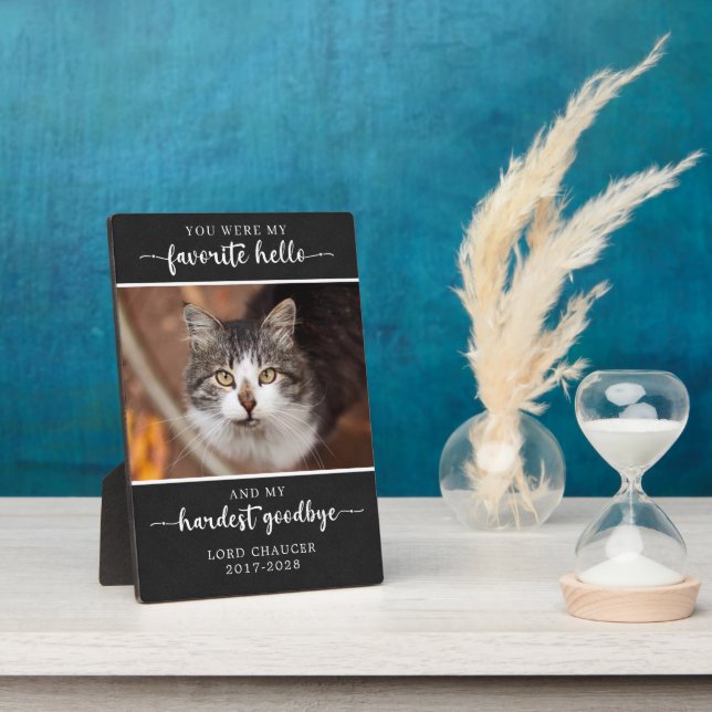 Placa Expositora Mascota memorial pérdida solidaridad foto de adiós (Lado)