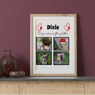 Placa Expositora mascota personalizado amante del perro 4 collage d