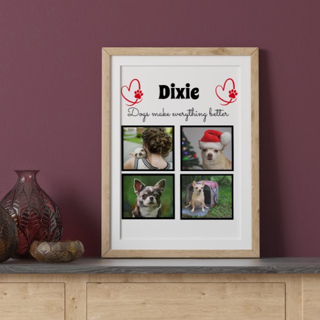 Placa Expositora mascota personalizado amante del perro 4 collage d (Subido por el creador)