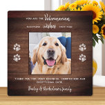 Placa Expositora Mascota Veterinario Foto Veterinaria Gracias<br><div class="desc">¡Diga 'Gracias' a su maravilloso veterinario con una preciosa placa fotográfica mascota personalizada del perro! "Eres el veterinario... ¡todo el mundo desearía que lo hicieran!" Personaliza con el nombre del mascota y la foto favorita. Este regalo de apreciación veterinaria será un tesoro. DERECHOS RESERVADOS © 2020 Judy Burrows, Black Dog...</div>