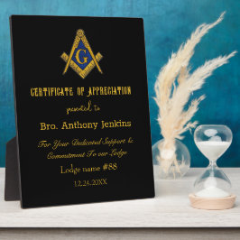 Placa Expositora Masonería Freemason Master Mason Lodge