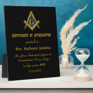 Placa Expositora Masonería Freemason Master Mason Lodge