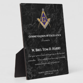 Placa Expositora Masonic Lodge Appreciation Award Plaque