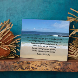 Placa Expositora Mateo 25:35,36 Porque tenía hambre y me diste