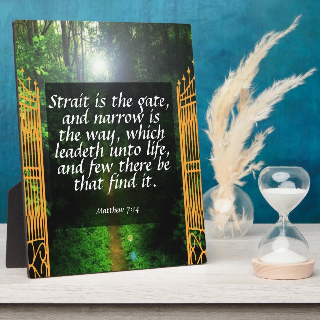 Placa Expositora Mateo 7:14 (Lado)