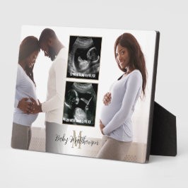 Placa Expositora Maternidad 4 fotos Superposición Monograma inicial