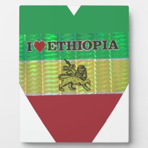 Placa Expositora Me encanta la bandera - Amo Etiopía   Rojo dorado 