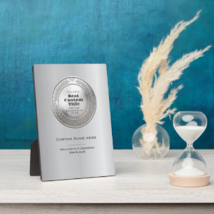 Placa Expositora Medalla de plata realista 3D personalizable y edit