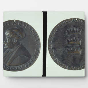 Placa Expositora Medalla de retrato, reverso que representa al sult
