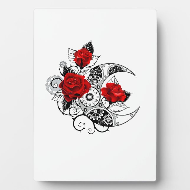 Placa Expositora Media luna mecánica con rosas rojas (Frente)