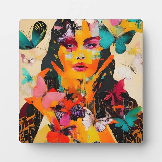 Placa Expositora Medios mixtos de mujeres y mariposas (Frente)