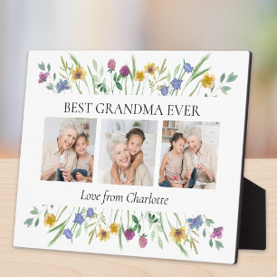 Placa Expositora Mejor Abuela del Mundo 3 Foto Floral