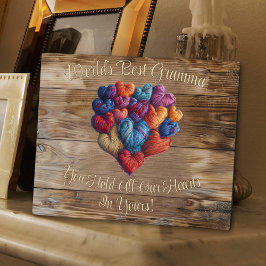 Placa Expositora Mejor Abuela del Mundo Nombre Corazón Personalizad