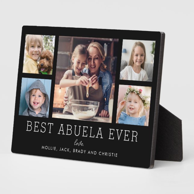 Placa Expositora Mejor Abuela, Personalizado Keepsake de 5 Collages (Lado)