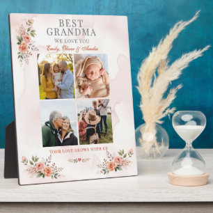 Placa Expositora Mejor Abuela Te Amamos Collage de Fotos Floral