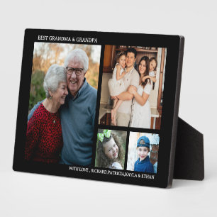 Placa Expositora Mejor Abuela y Abuelo 4 Colaje de Fotos Negro