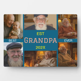 Placa Expositora Mejor abuelo del mundo collage de fotos