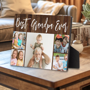 Placa Expositora Mejor Abuelo del Mundo Nietos 5 Foto Madera