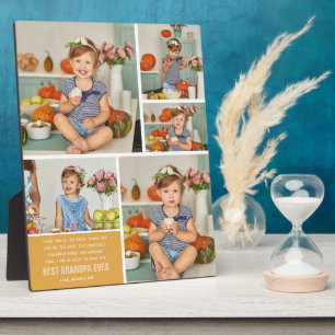 Placa Expositora Mejor abuelo jamás   Collage de fotos de bloque de