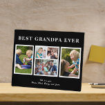 Placa Expositora Mejor abuelo que nunca collage moderno en blanco y<br><div class="desc">Moderna y contemporánea Feliz Día del Padre MEJOR GRANDPA DE CADA UNO cinco collage de fotos familiares personalizado keepsake simple en blanco y negro con una plantilla de guión de tipografía audaz. Cree su propia imagen con 5 imágenes de la familia de personalizados y su texto! Puede cambiar los colores...</div>