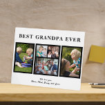Placa Expositora Mejor abuelo que nunca collage moderno en blanco y<br><div class="desc">Moderna y contemporánea Feliz Día del Padre MEJOR GRANDPA DE LA HABITACIÓN de cinco fotos familiares personalizada mantener simple placa negra con una plantilla de guión de tipografía audaz. Cree su propia imagen con 5 imágenes de la familia de personalizados y su texto! Puede cambiar los colores del texto y...</div>