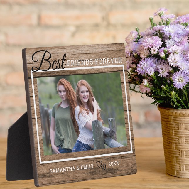 Placa Expositora Mejor Amigo Personalizado Foto Rustic Wood (Subido por el creador)