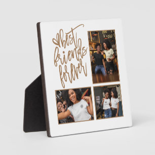 Placa Expositora Mejor Amigos Guión para siempre 3 Fotos Blanco Oro