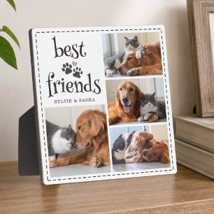 Placa Expositora Mejor Amigos Perro Gato Huellas 4 Fotos Personaliz