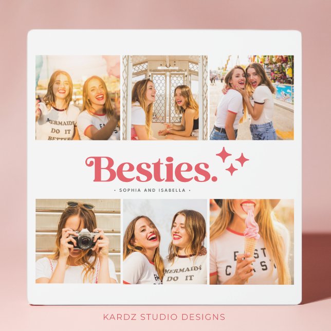 Placa Expositora Mejor Collage de fotos de amigos con nombres (Personalize this Best friends photo collage with you and your bestie fun pictures and names. )
