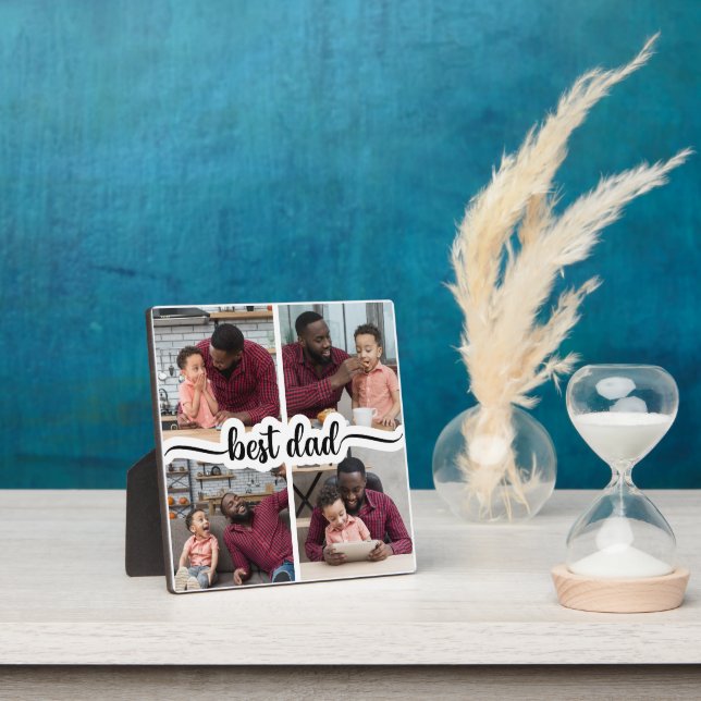 Placa Expositora Mejor Collage de fotos personalizado de papá 4 (in situ)