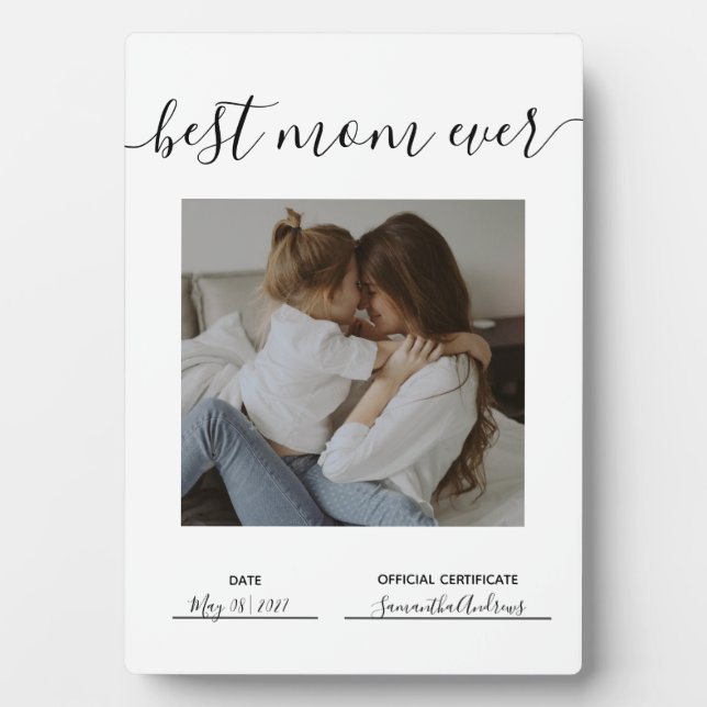 Placa Expositora Mejor Día de la Madre oficial de certificado de ma (Frente)