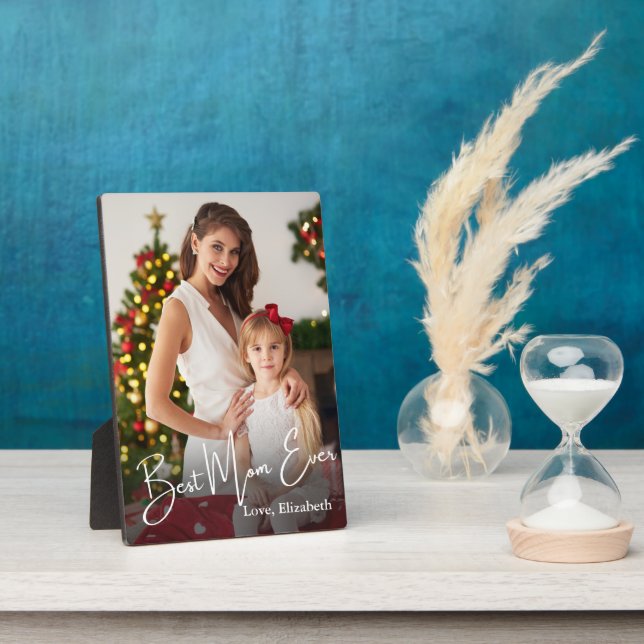 Placa Expositora Mejor foto de mamá de Personalizado (Lado)
