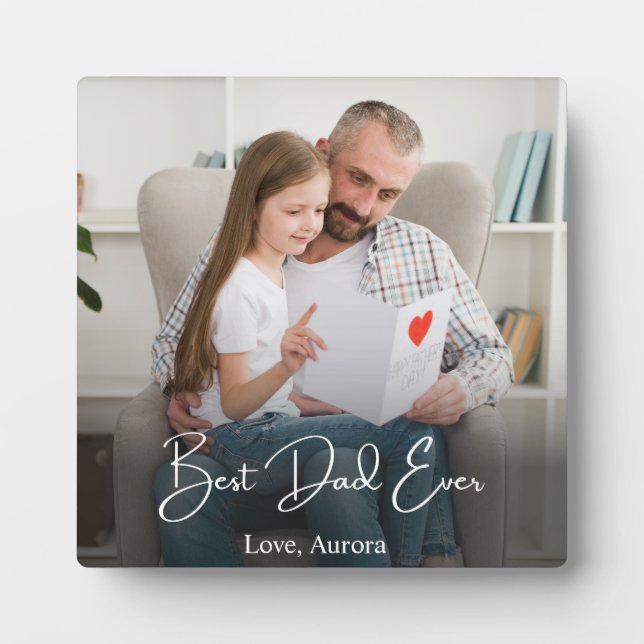 Placa Expositora Mejor foto personalizada de papá (Frente)