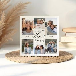 Placa Expositora Mejor Mamá Collage de fotos de Corazón con Guión E